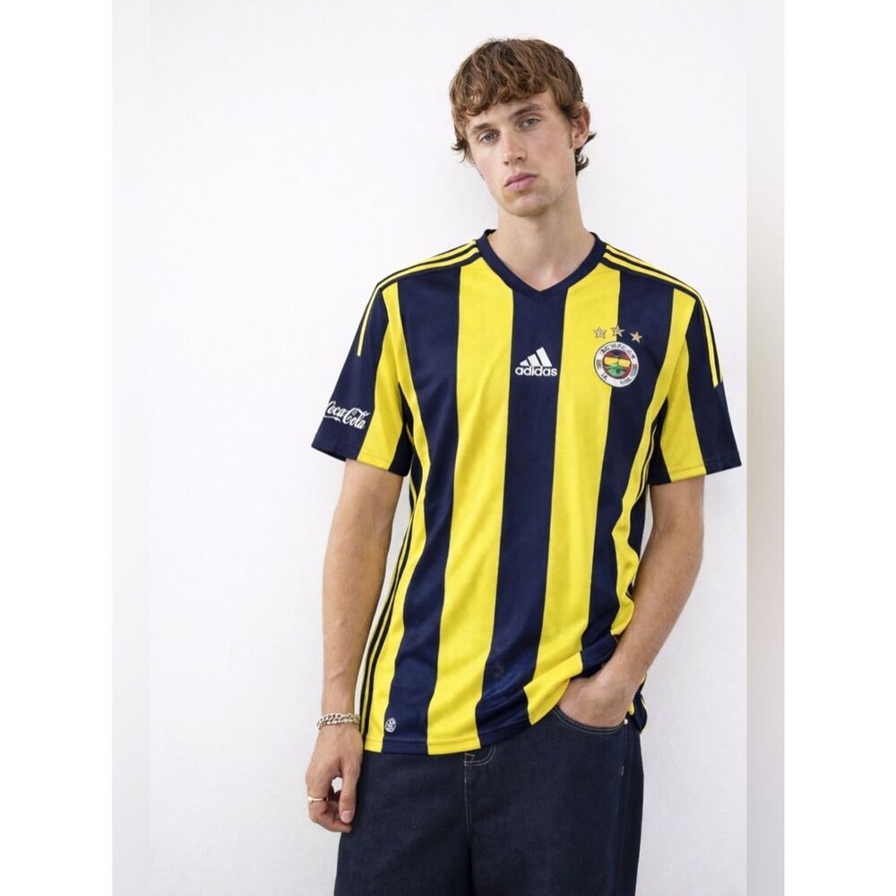 Official Adidas Fenerbache 2016-2017 Home Soccer Jersey Stripes Men's Size S